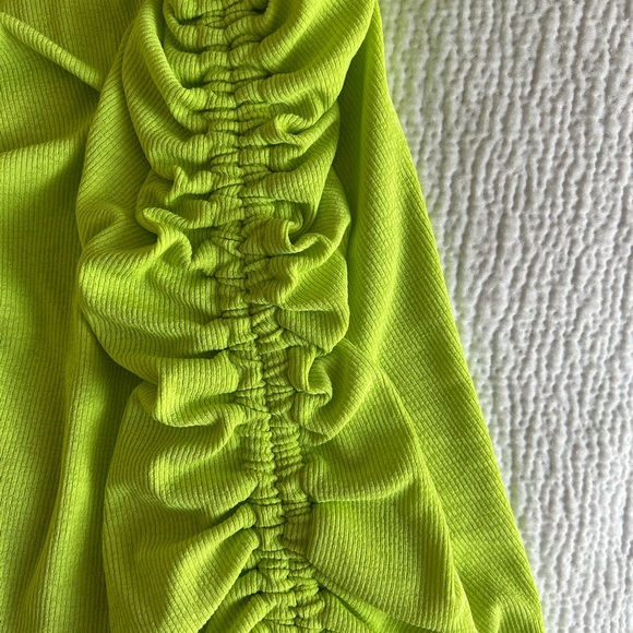 Y2K Neon Ribbed Drawstring Dress - Picture 3 of 4